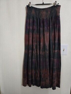 Jaded Gypsy Boho Tie-Dye Maxi Skirt in Black and Brown